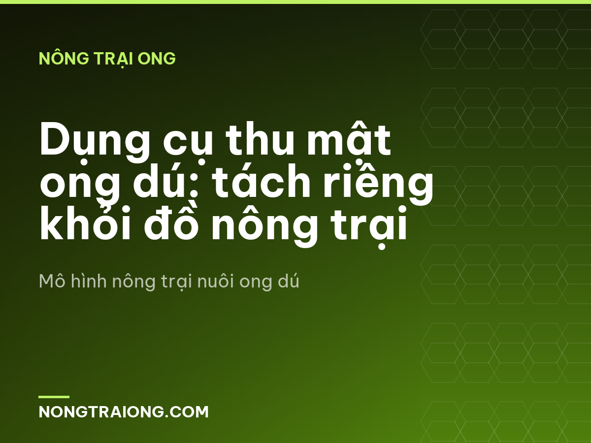 Dụng cụ thu mật ong dú: tách riêng khỏi đồ nông trại