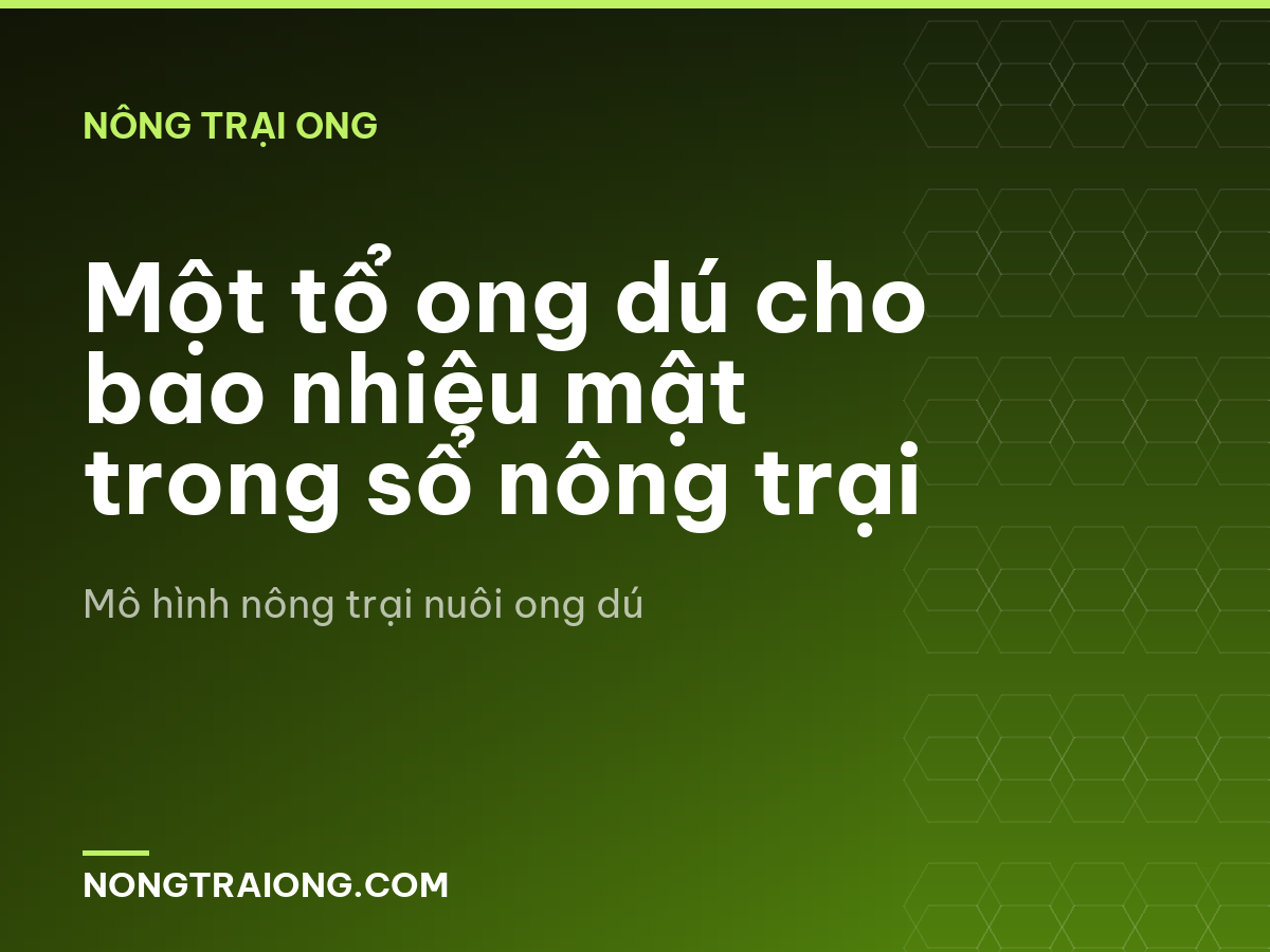 Một tổ ong dú cho bao nhiêu mật trong sổ nông trại