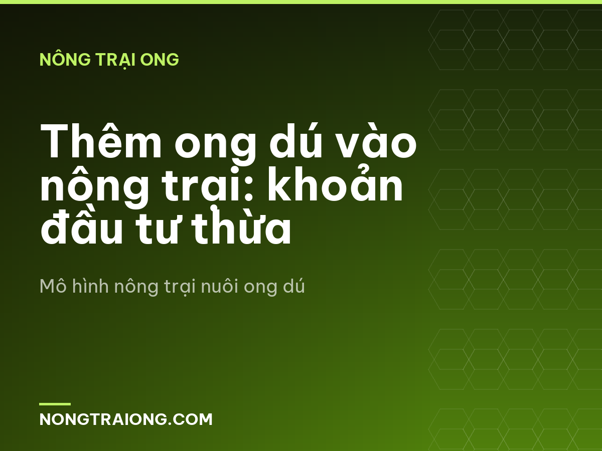 Thêm ong dú vào nông trại: khoản đầu tư thừa